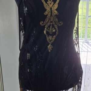 Elegant Black and Gold Sequin Women's Dress/ Intimate Wear